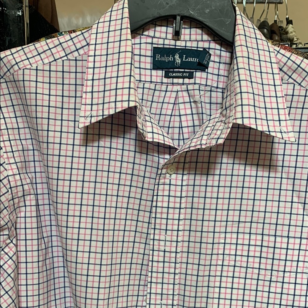 Ralph Lauren Pink and Blue Casual Button Down Shirt